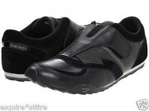 DIESEL men size 8.5 black model MATHEW ON leather new with box