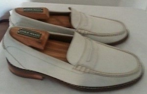 COLE HAAN Suede Leather Nike Air MENS Penny Loafers 8 M Cream Suede Moc Oxfords