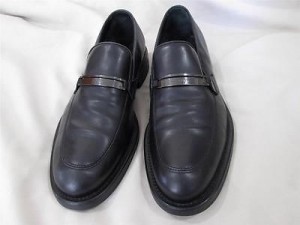 Fashionable men genuine Hugo Boss leather loafers shoes 9.5 in dark brown