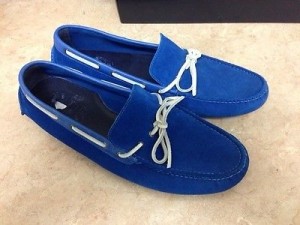 NEW Cole Haan Air Grant Driving shoes blue suede/white Sz 13D
