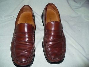 m COLE HAAN NIKE AIR BROWN LEATHER PENNY LOAFERS MENS 9.5 M
