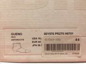MEN’S DIESEL GUENO ANTHRACITE (GRAY) METALLIC LEATHER ANKLE BOOT, SZ 10.5 (EU44)