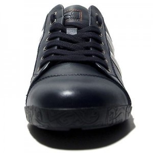 $275 Hugo Boss Leather Fashion Sneakers Navy Blue Mens 13 46 Shoes 12.5 47 Kicks